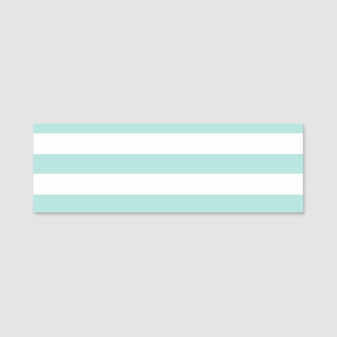 Light Turquoise and White Wide Horizontal Striped Name Tag