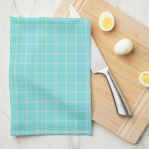 light Turquoise and White windowpane Gingham Tea Towel