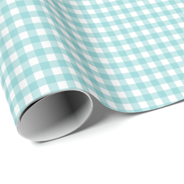 Light Turquoise Simple Plaid Wrapping Paper (Roll Corner)