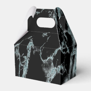Light Turquoise Vein Black Marble Look Favour Box
