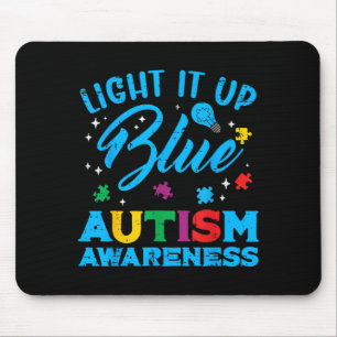 Light Up Blue Autism Awareness ASD Support Men Mouse Mat