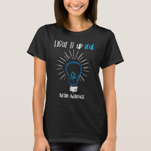 Light Up Blue Autism Awareness Bulb Cute ASD Men W T-Shirt