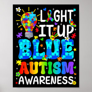 Light up blue autism awareness puzzle piece boys poster