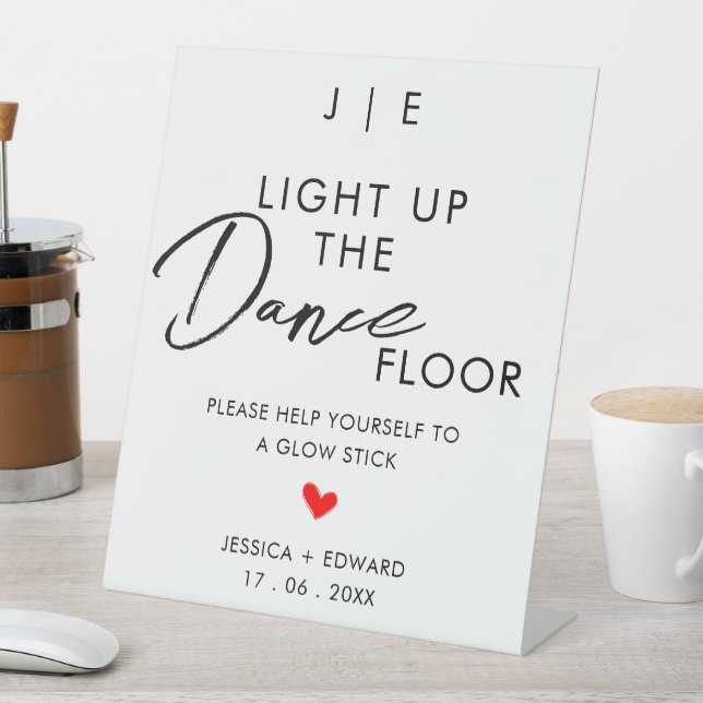 Light Up The Dance Floor Minimalist Black White Pedestal Sign (In SItu)