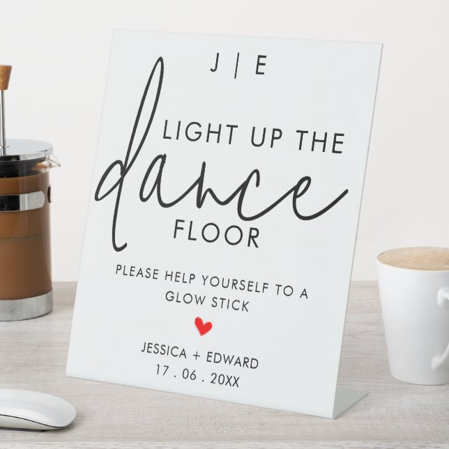 Light Up The Dance Floor Minimalist Black White Pedestal Sign (In SItu)