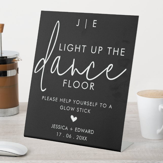 Light Up The Dance Floor Minimalist Black White Pedestal Sign (In SItu)
