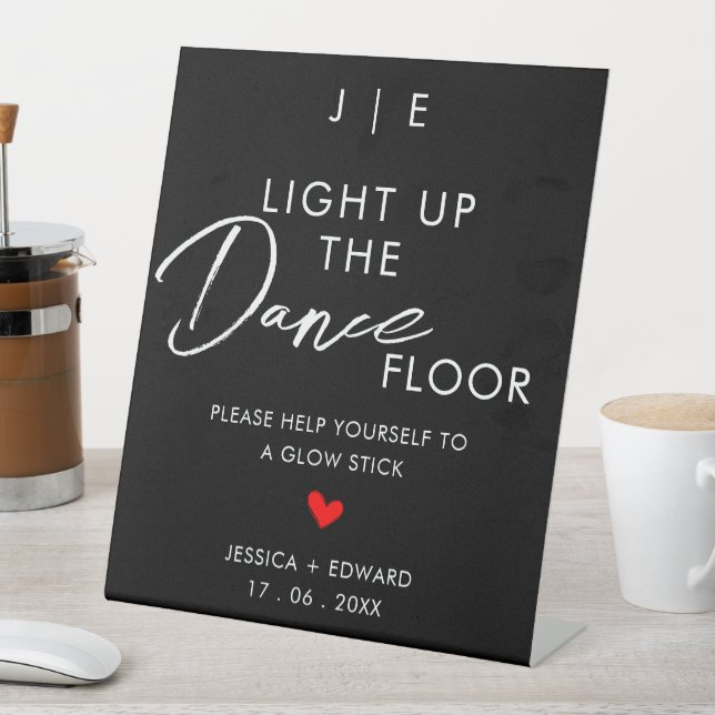 Light Up The Dance Floor Minimalist Black White Pedestal Sign (In SItu)