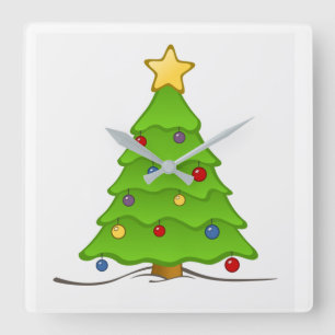 **LIGHT UP THE HOLIDAY TREE** SQUARE WALL CLOCK