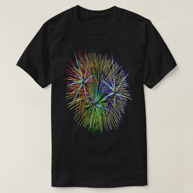 Light Up The Night Sky Colourful Fireworks Celebra T-Shirt (Design Front)