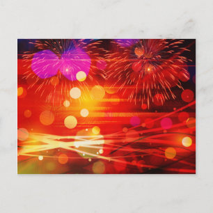 Light Up the Sky Light Rays and Fireworks Postcard