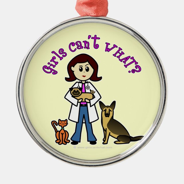 Light Veterinarian Girl Metal Tree Decoration (Front)