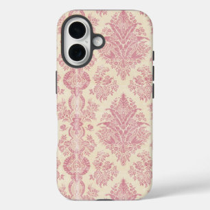 Light Victorian Pink Damask Pattern  iPhone 16 Case