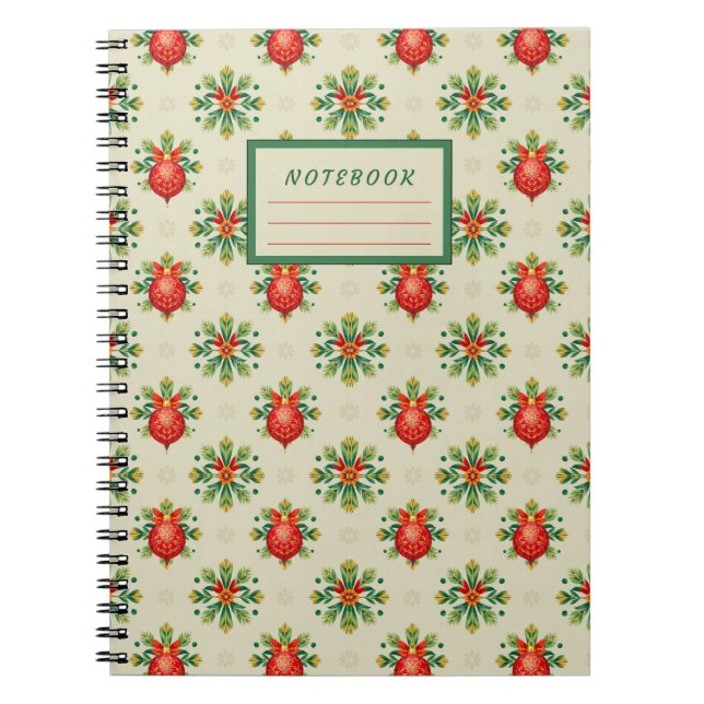 Light Vintage Christmas Pattern Softcover Notebook (Front)