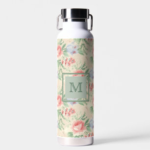 Light Vintage Pink Floral Pattern Personalised Water Bottle