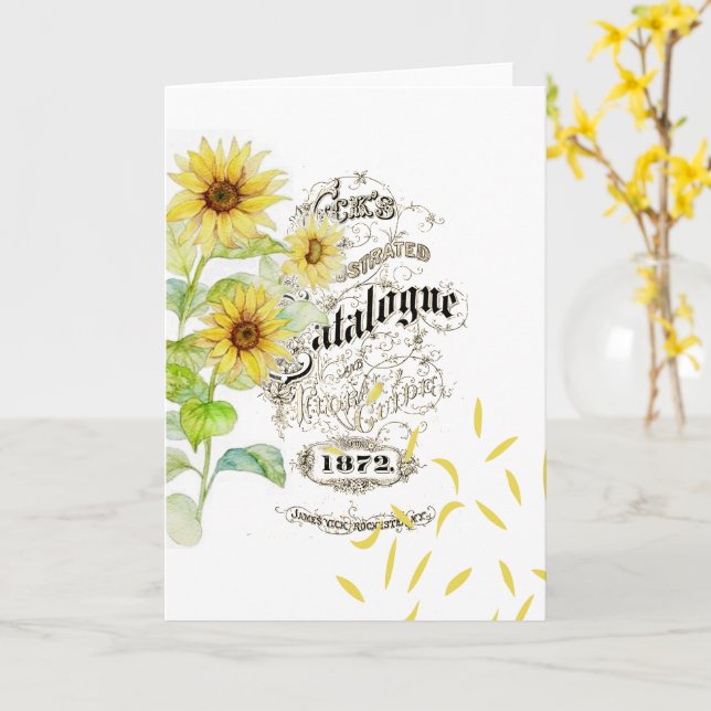 Light vintage sunflowers card (Yellow Flower)