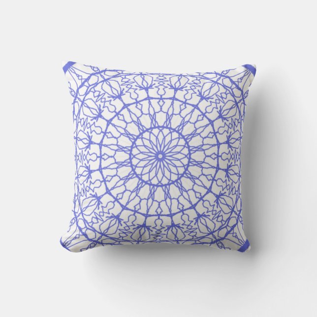 Light Violet and White Mandala Throw Pillow (Front)