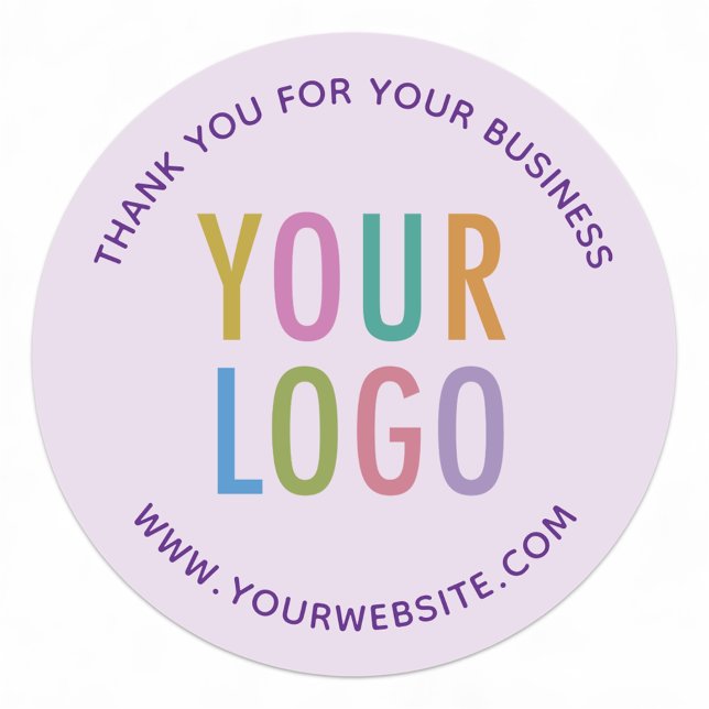Light Violet Purple Thank You Stickers Custom Logo (MISOOK Lilac Purple Thank You for Your Business Stickers)