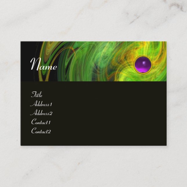 LIGHT VORTEX AMETHYST orange green yellow black Business Card (Front)