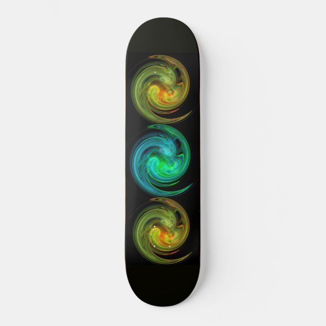 LIGHT VORTEX ,black  blue yellow green orange Skateboard (Front)