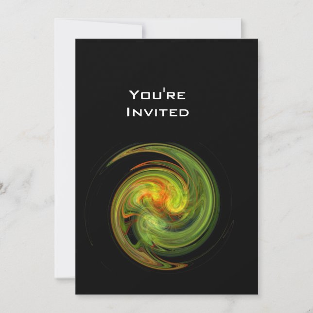 LIGHT VORTEX bright yellow orange green  black Invitation (Front)