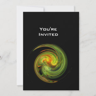 LIGHT VORTEX bright yellow orange green black Invitation