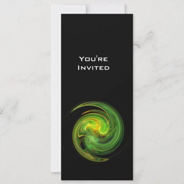 LIGHT VORTEX bright yellow orange green  black Invitation (Front)