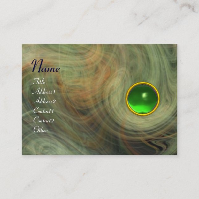 LIGHT VORTEX EMERALD green yellow grey Business Card (Front)