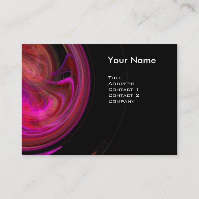 LIGHT VORTEX MONOGRAM Vibrant black pink violet Business Card (Front)