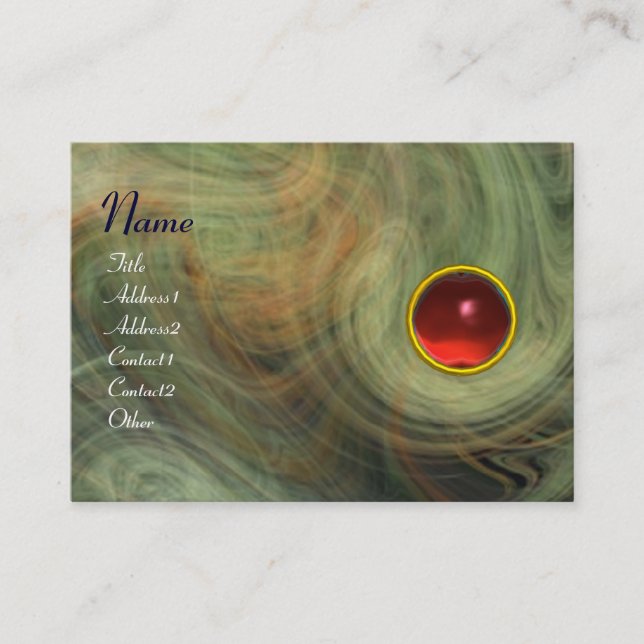 LIGHT VORTEX  RUBY green yellow grey red Business Card (Front)