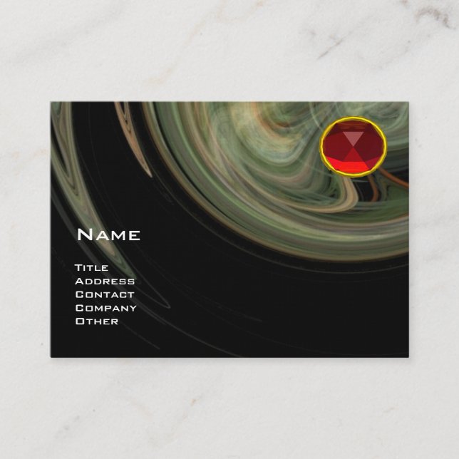 LIGHT VORTEX  RUBY- yellow grey white black red Business Card (Front)