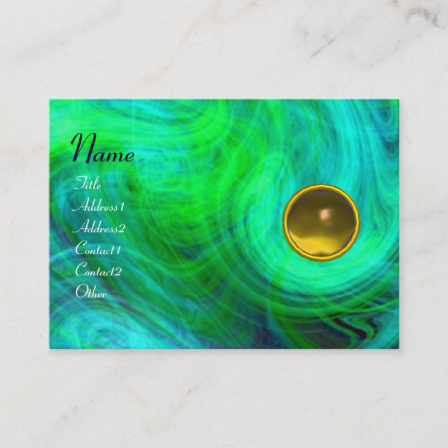LIGHT VORTEX  TOPAZ green yellow  blue Business Card (Front)