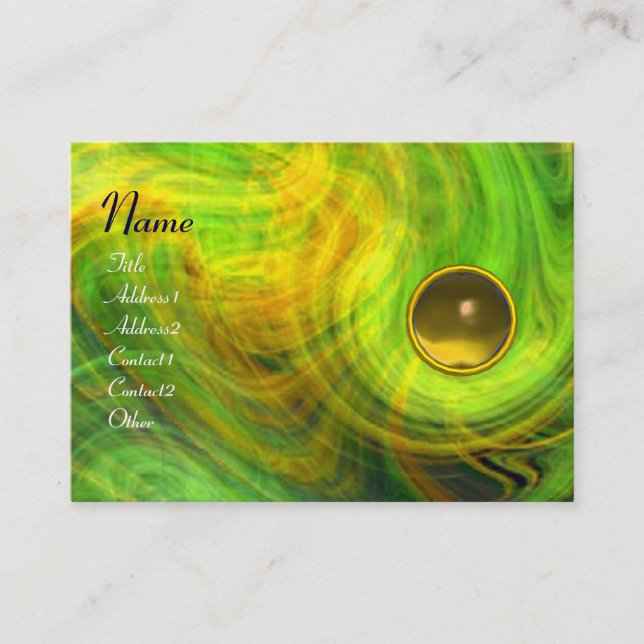 LIGHT VORTEX  TOPAZ green yellow orange blue Business Card (Front)
