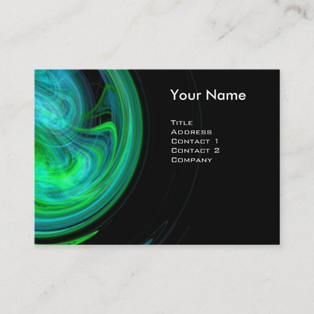 LIGHT VORTEX Vibrant black blue green Business Card (Front)