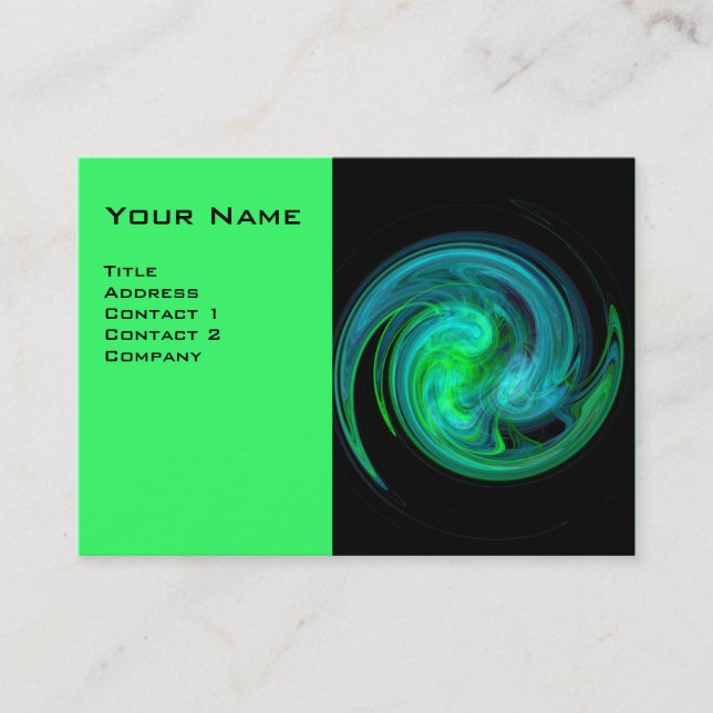 LIGHT VORTEX ,vibrant black blue green white Business Card (Front)