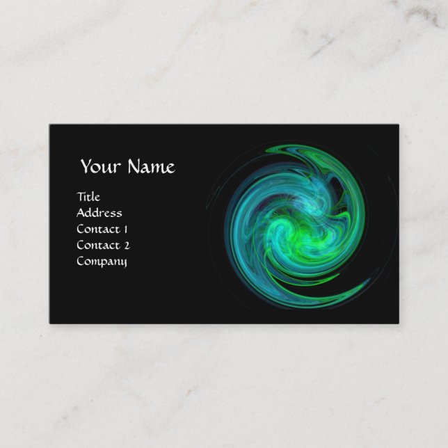 LIGHT VORTEX ,vibrant black green yellow blue Business Card (Front)