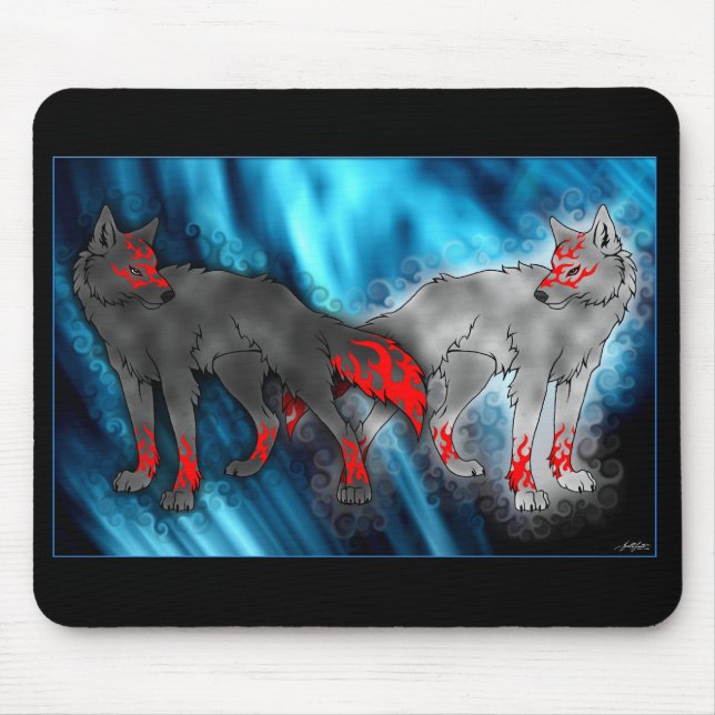 Light Vs. Dark Wolf Mousepad (Front)