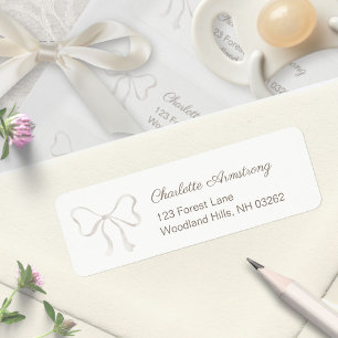Light Warm Cream Baby Shower Bow Return Address