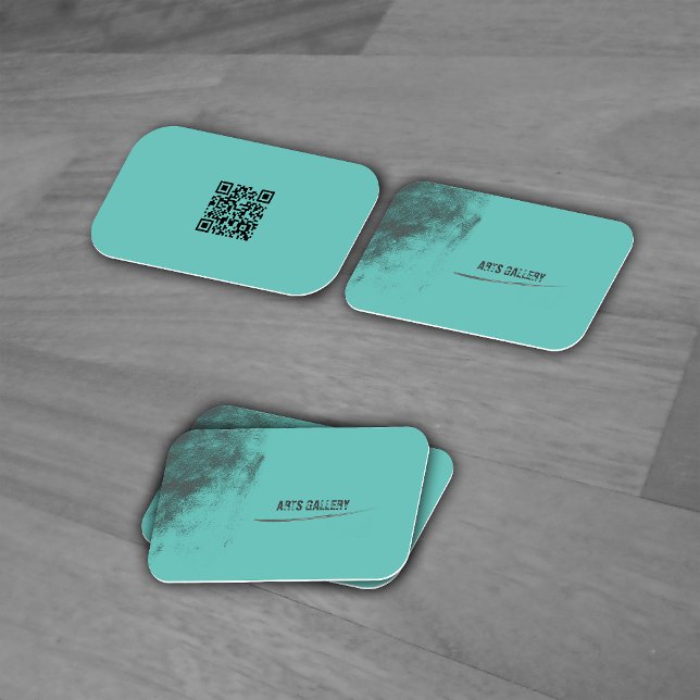 Light Water Colour Graffiti Smudged Qr Code Business Card (Creator Uploaded)