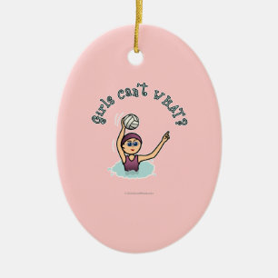 Light Water Polo Player Girl Ceramic Tree Decoration