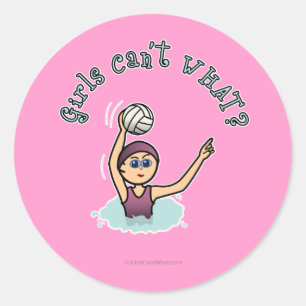 Light Water Polo Player Girl Classic Round Sticker