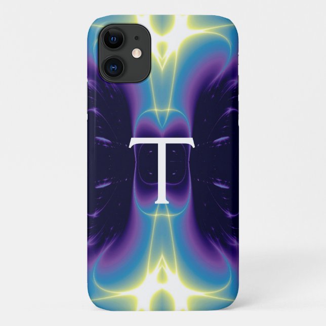 LIGHT WAVES MONOGRAM purple violet blue Case-Mate iPhone Case (Back)