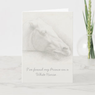Light White Head Horse Portrait Vintage Valentine Holiday Card