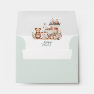 Light White Sage Green Christmas Giftcard Envelope