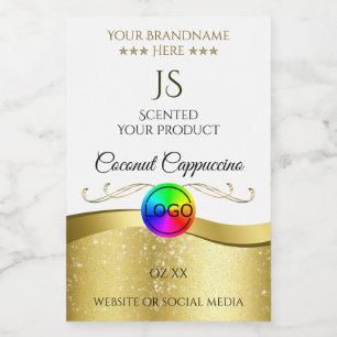 Light White Wavy Gold Logo Monogram Product Label