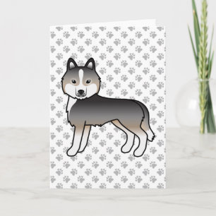 Light Wolf Grey Siberian Husky Cute Cartoon Dog Card