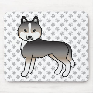 Light Wolf Grey Siberian Husky Cute Cartoon Dog Mouse Mat