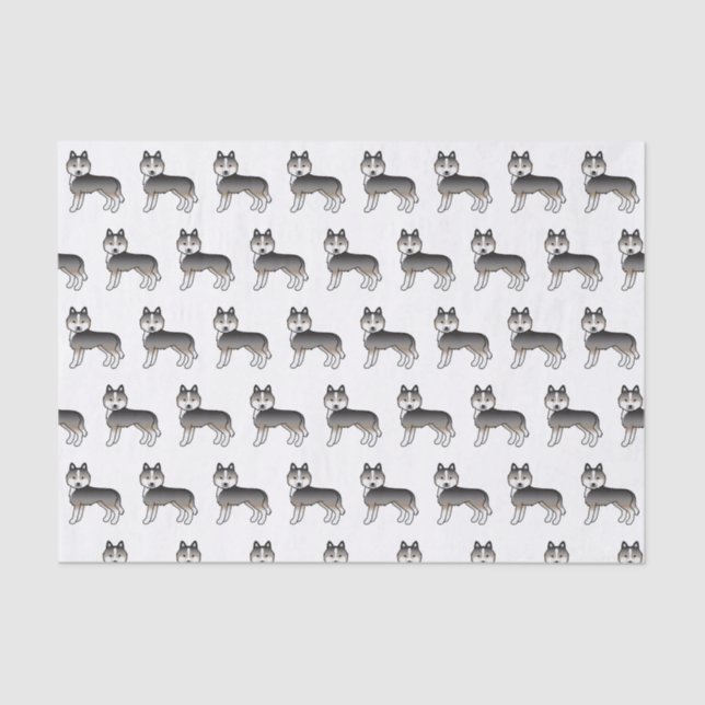 Light Wolf Grey Siberian Husky Cute Dog Pattern Tissue Paper (Front)