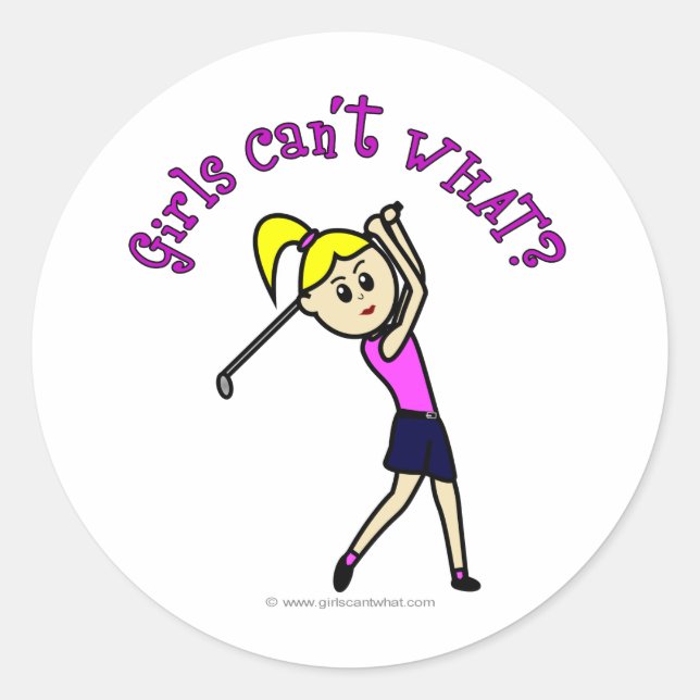 Light Woman Golfer Classic Round Sticker (Front)