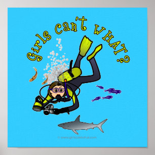 Light Woman Scuba Diver Poster