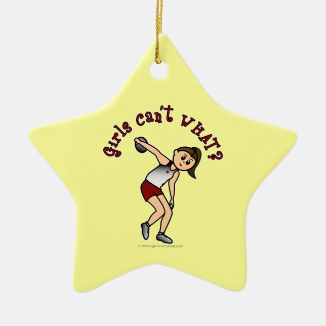 Light Womens Discus Ceramic Tree Decoration (Front)